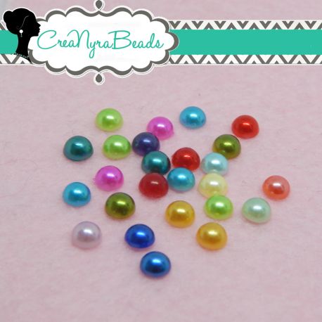 100 Pz mezze perle sintetiche  in acrilico mix color 6 mm
