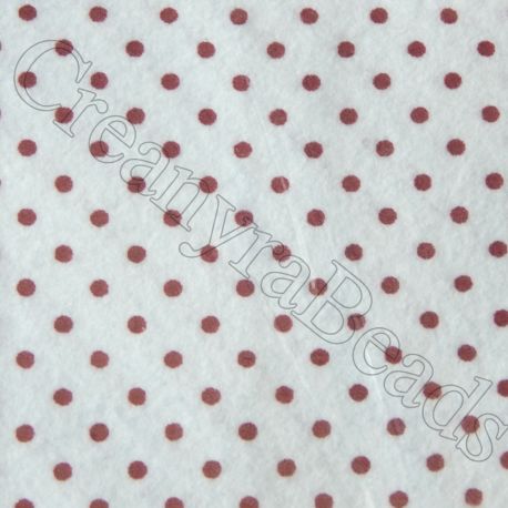 Foglio Pannolenci Bianco 30x40 da 1 mm pois Rosso Marianne Hobby