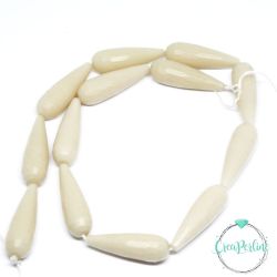 Perla Goccia in Pasta di Corallo  30x10 mm Tono Bianco Antico