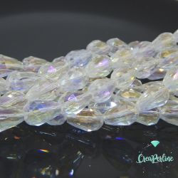 5 Pz Goccia in vetro sfaccettato Briolette Crystal Ab 15x10 mm