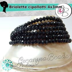 1 Filo  Rondella briolette Cipollotti nero 3x2 mm 145pz