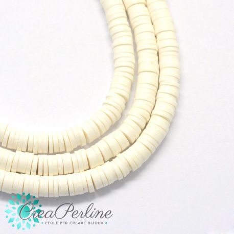 1 filo  Perle in Fimo Heishi Bianco 6mm