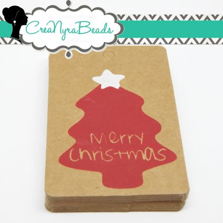 10 Pz Cartoncino Chiudi Pacco Merry Christmas da decorare 75x50mm