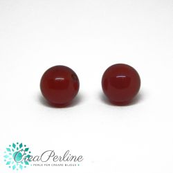 2 Pz Perle di Agata sfera mezzo foro Rosso 6mm