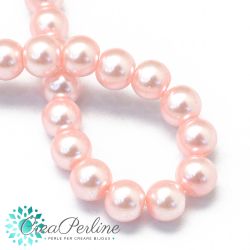25 Pz  perla in vetro cerato 8 mm baby rosa perlato