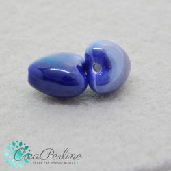 2 pz Perla Cuore in Ceramica Blu Glaze 13 x 12 mm