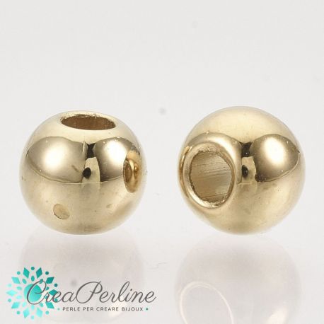 100 Pz Perla Sfera in resina galvanizzata oro 6 mm 