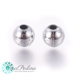 100 Pz Perla Sfera in resina galvanizzata argento 4 mm 