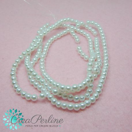 1 Filo perle in vetro cerato Bianco neve 4 mm (circa 210 perle)