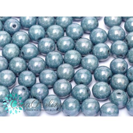 50 Pz Perle in vetro di boemia tonde  CHALK WHITE BABY BLUE LUSTER  4 mm