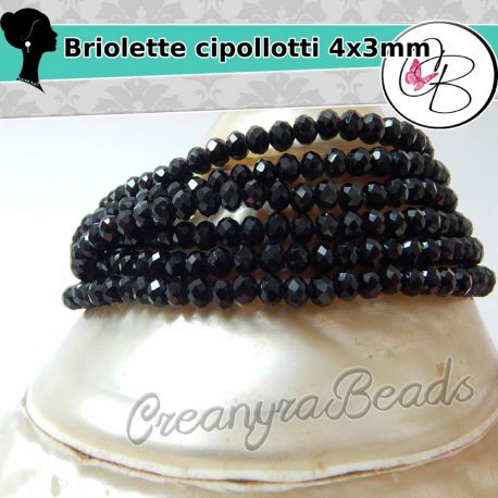 50 pz Rondella briolette Cipollotti nero 4x3 mm