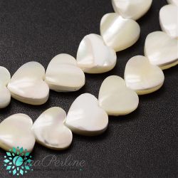 Perle di madreperla forma cuore liscio con foro passante VERTICALE - 4 pz