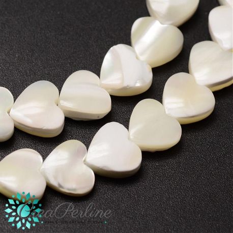 Perle di madreperla forma cuore liscio con foro passante VERTICALE - 4 pz