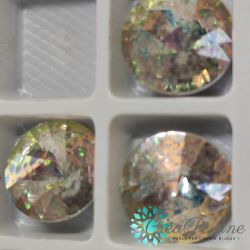 Rivoli Cabochon Tondo  Cristallo Premium Crystal Ab Patina Gold 14 mm  