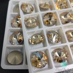 Rivoli Cabochon Tondo  Cristallo Premium Crystal Golden shadow  14 mm - 2 pezzi  