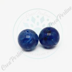 2 Pz Perla in Acrilico resina imitazione pietre dure Agata Blu 18mm