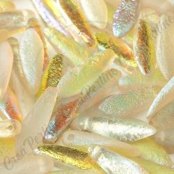Perline Dagger  Daghe 5 x 16 mm Crystal Etched Lemon Rainbow -10 pz
