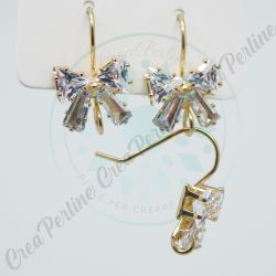 Base per orecchino Monachelle Decorative Fiocchetto Cubic Zirconia Oro - Crystal 