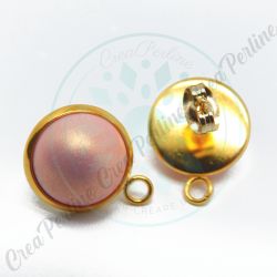  Perno per orecchini  Bottone Acciaio oro e Acrilico  Neon Light  Peach - 1Paio