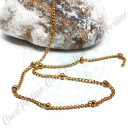 Catena in acciaio inossidabile tono oro rosario mini cubana - 50 cm