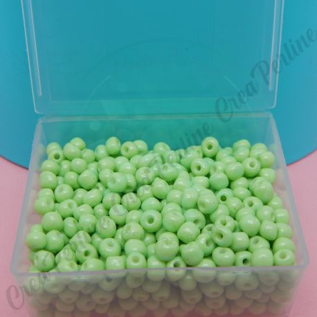 Perle di Conteria in vetro  4 mm  Verde Mela - 15 grammi
