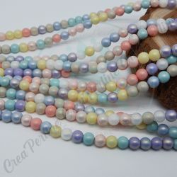 1 Filo perle in acrilico toni pastello misti Satinati perlati QS - +/- 67 pezzia