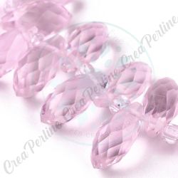 Pendente Goccia in cristallo k9 foro orrizontale colore rosa 13x6mm - 2 Pezzi 