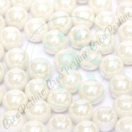 Perla in Vetro di Boemia 4 mm Chalk White Shimmer Lustered - 50 pezzi