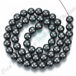 Perline pietre ematite rotondo 8 mm colore nero  - 20 Pezzi  