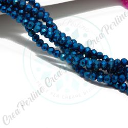 Rondelle Cipollotti cristalli briolette 4x3mm Qs Crystal coated metal Blue Suede  - 50 pezzi