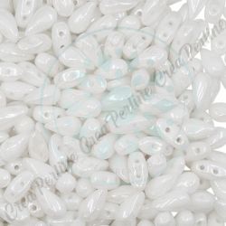 Perline DropDuo® 3 x 6 mm Chalk White Shimmer - 50 Pezzi