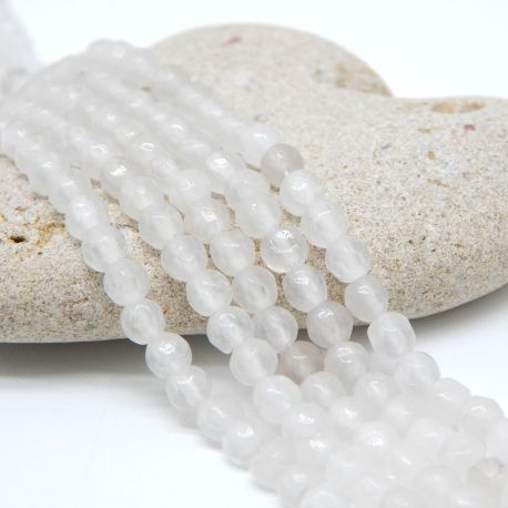 Perline pietre dure agata sfaccettata 4 mm Bianco Clear -1 filo (+/- 98 pz)