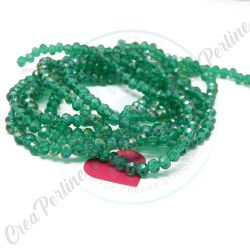 Rondelle cipollotti briolette - Cristallo - Clear Verde smeraldo Ab - 4x3 mm - 1 filo +/- 125 perle
