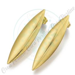 1 Paio Perno orecchini In Acciaio tono oro Navetta  40mm