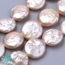 Perle di Fiume Panna Tonda Piatta circa 10 mm - 1 pezzo