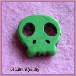 Perla sagoma Teschio in pietra dura howlite Verde 22x20 mm