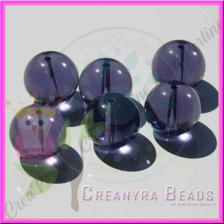 6 Pz sfera perla Viola in vetro pressato liscia 16 mm