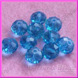 10 Perle Rondella Cristallo briolette Azzurro 10 mm 
