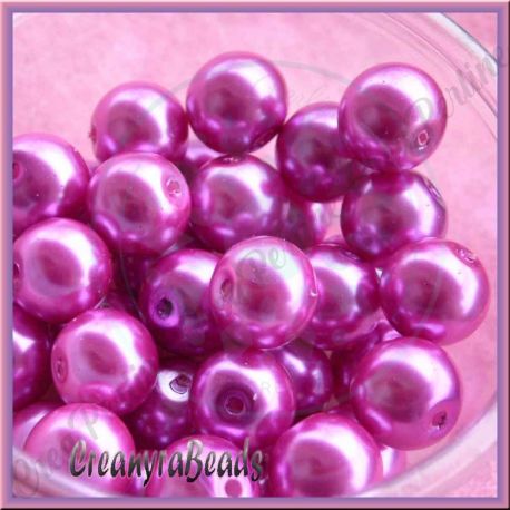 35 Pz  perla in vetro cerato 10 mm Fuchsia