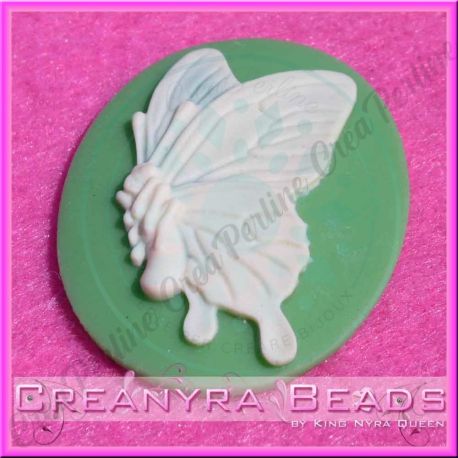 Cammeo Butterfly Collection Base Verde 40x30 mm in resina