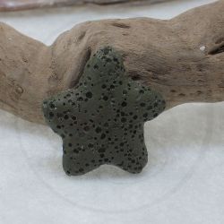 2 Pz Perla stella marina in pietra lavica Verde Scuro 28x24 mm