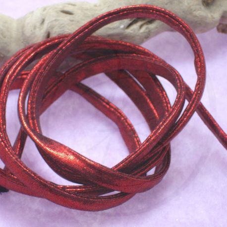 1 Mt Fettuccia elastica tubolare in tessuto metal Rosso 303