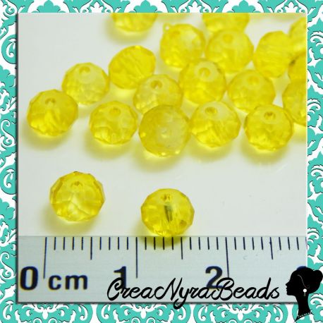 40 Pz Perle rondelle mezzo cristallo 6 mm giallo cipollotti sfaccettati