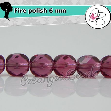 20 Pz Perle Cristallo fire polish Milky pink (rosa) 6 mm