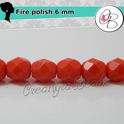 20 Pz Perle Cristallo fire polish Rosso  opaque 6 mm