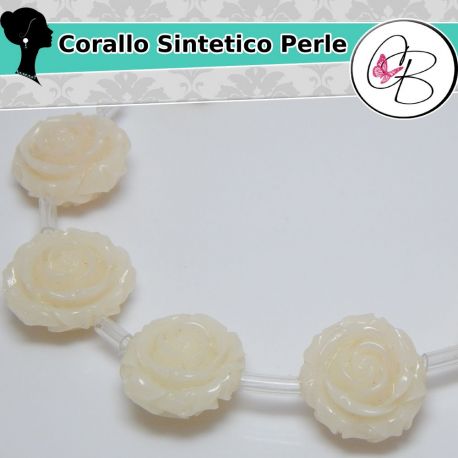 Perla doppia 3 d Rosa in corallo sintetico panna 16mm