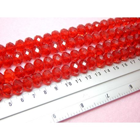 10 Perle Rondella Cristallo briolette rosso  12 mm 