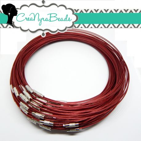 3 Pz Girocollo cavetto memory wire in acciaio rivestito  rosso rame 46 cm 